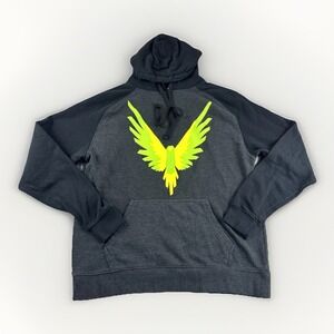 Logan Paul Maverick Hoodie Mens S Gray Pullover Sweatshirt Raglan Sweater Parrot